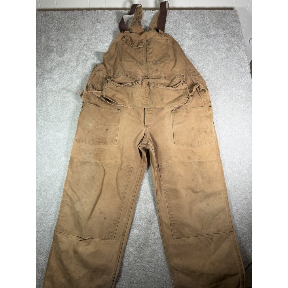 Carhartt Bib Overalls Double Knee Nail apron 2XL 46x30** Made USA Vtg Work Farm